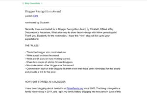 Blogger Recognition Award -- Boundless Genealogy